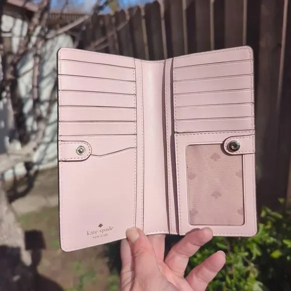 Kate Spade New York Staci Wild Strawberry Large Slim Bifold Wallet in Pink - Picture 5 of 6